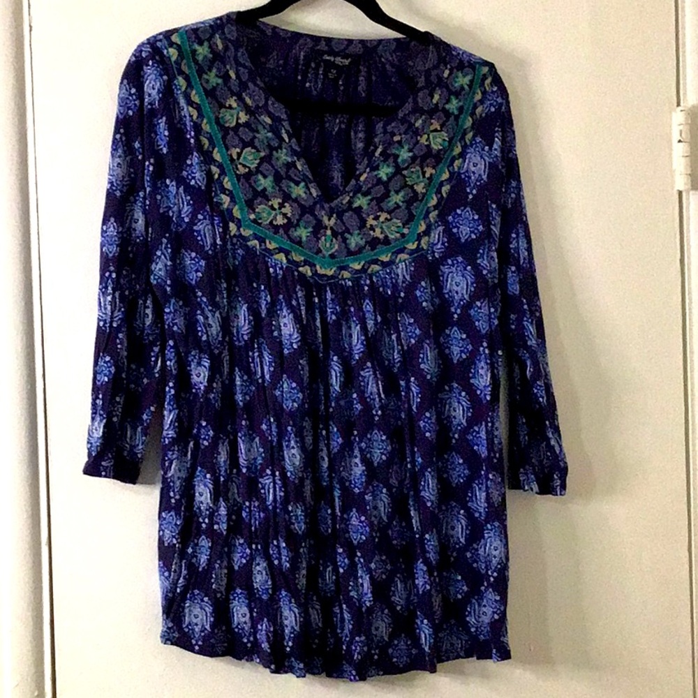 Lucky Brand 3/4 blue and green tunic